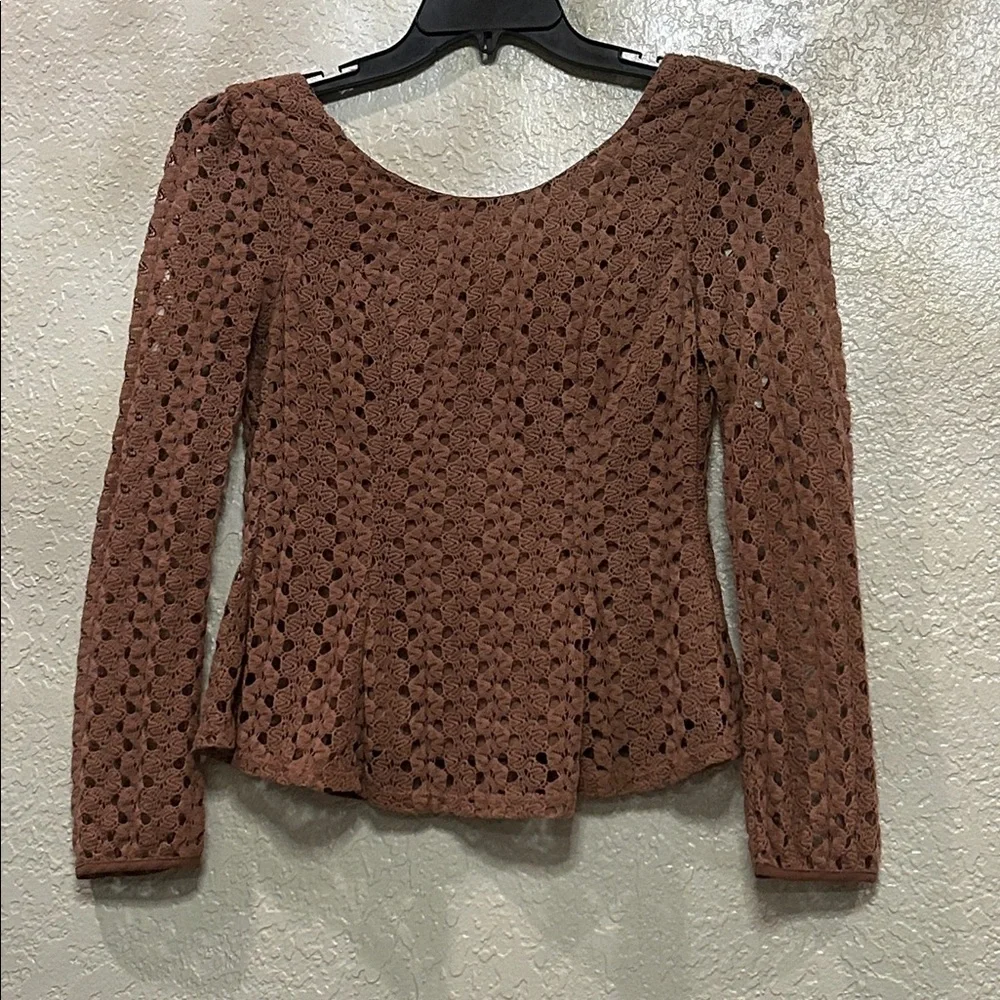 Double Zero Taupe Crochet Top